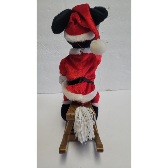 Gemmy Rocking Horse Mickey Mouse Santa Singing Christmas Plush Disney 12" (READ) - Picture 5 of 8